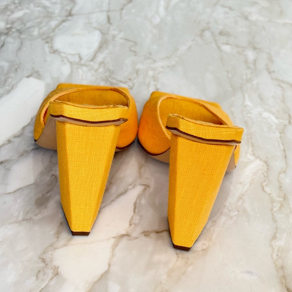 Gia Borghini Yellow Heeled Sandals with Chunky Block Heel - Picture 4 of 5